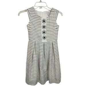 3874)KC Parker Heartstrings Girl Sleeveless  Black Stripe Floral Party Dress 10
